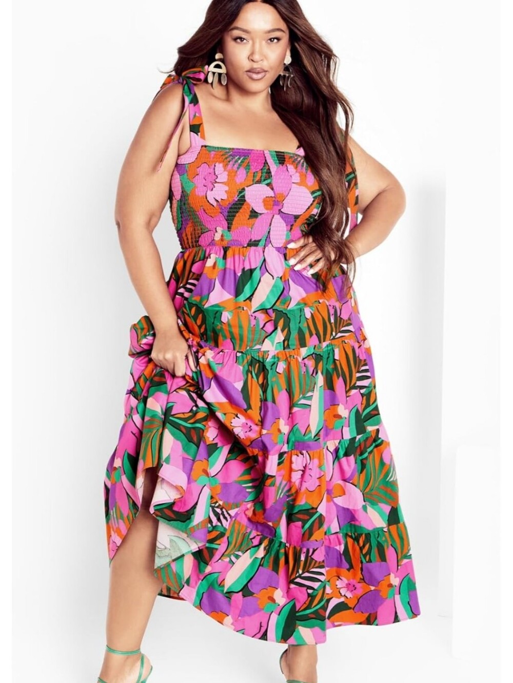 NWT City Chic Women's Plus Size Sicilia Print Maxi Dress